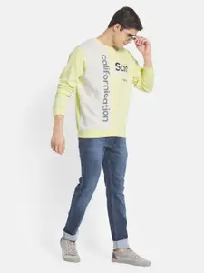Octave Men Yellow & Grey Printed Sweatshirt
