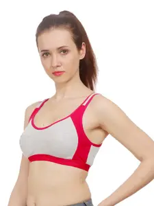 AROUSY Pink & Grey Non Padded & Non-Wired Minimizer Bra