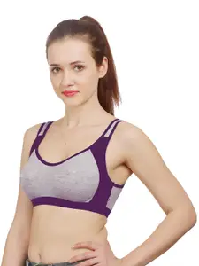 AROUSY Purple & Grey Non Padded & Non-Wired Minimizer Bra