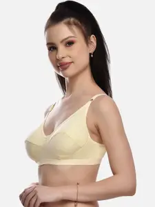 FIMS Women Beige Solid Cotton Non Padded Bra