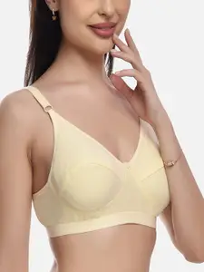 FIMS Women Pack Of 2 Black & Beige Solid Cotton Non Padded Bra