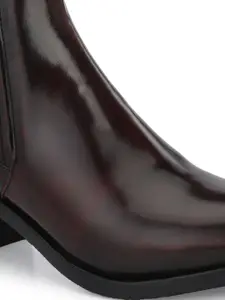 Delize Women Burgundy Solid Chelsea Ankle Boots
