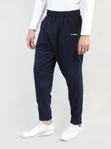 CHKOKKO Men Navy Blue Solid Cotton Regular-Fit Track Pants