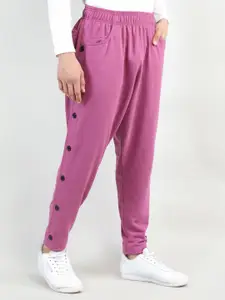 CHKOKKO Men Purple Solid Gym Workout Track Pants