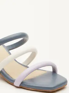 Tokyo Talkies Blue & White Block Square Toe Heels