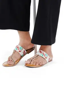 Style Shoes Women Embroidered One Toe Flats