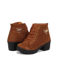 Krafter Women Brown Suede Leather Boots
