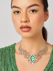 SOHI Green & Gold-Plated Necklace