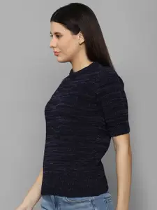 Allen Solly Woman Women Navy Blue Striped Cotton Pullover