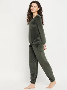 Clovia Women Green Night suit