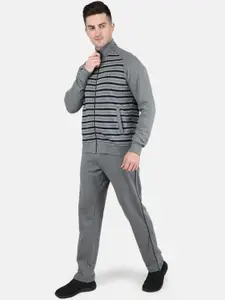Monte Carlo Men Plus Size Grey Striped Tracksuit
