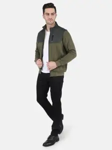 Monte Carlo Men Olive Green Colourblocked Sweatshirt