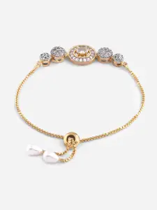 ToniQ Women Gold-Toned & White Gold-Plated American Diamond Link Bracelet