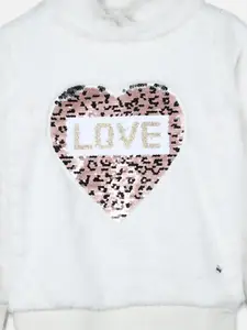 Monte Carlo Girls White Printed Cotton Sweatshirt