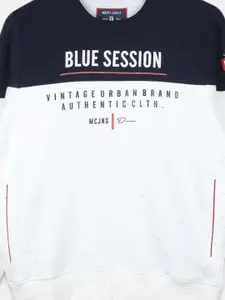 Monte Carlo Boys Off White Colourblocked Sweatshirt