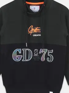 Monte Carlo Boys Olive Green & Navy Blue Colourblocked Sweatshirt