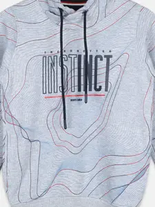 Monte Carlo Boys Grey Printed Hooded Sweatshirt