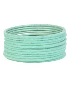 I Jewels Set Of 48 Plain Metal Velvet Chuda Bangles