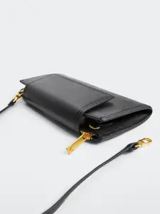 MANGO Women Black Solid Envelope Wallet