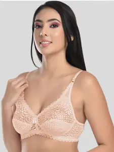 StyFun Beige Non Padded & Non Wired Floral Lace Bra