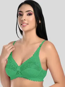 StyFun Green Non Padded & Non Wired Floral Lace Bra