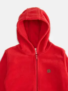 Pantaloons Junior Boys Red Bomber with Patchwork Jacket