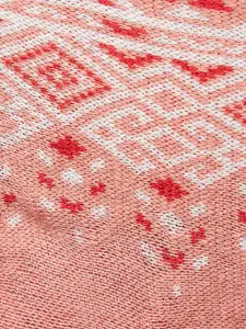 AKKRITI BY PANTALOONS Women Peach-Coloured & White Printed Shrug