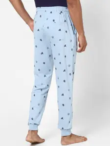 Ajile by Pantaloons Men Blue Printed Slim-Fit Cotton Joggers