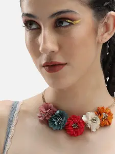 SOHI Women Gold-Toned & Red Gold-Plated Necklace