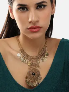 SOHI Women Gold-Toned & Black Gold-Plated Necklace