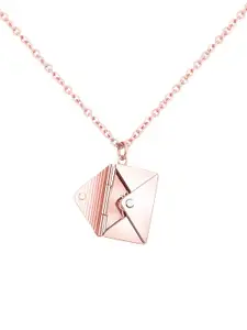 Yellow Chimes Rose Gold Plated Staineless Steel Love Letter Envolope Pendant Chain