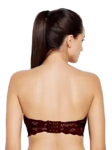 AROUSY Maroon Floral Lace Non-Padded Tube Bra Lace tube Bra_Maroon_30