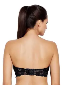 AROUSY Black Floral Lace Non-Padded Tube Bra Lace tube Bra_Black_30