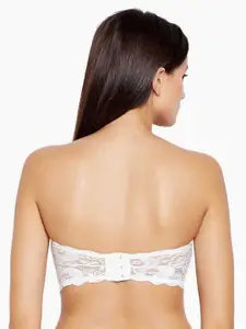 AROUSY White Floral Lace Non-Padded Tube Bra Lace tube Bra_White_30