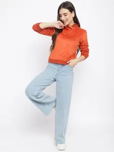 Latin Quarters Women Rust Hooded Pullover Sweater