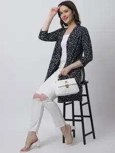 Rute Women Black & White Printed Cotton Shrug