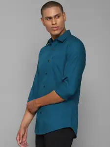 Allen Solly Men Teal Blue Slim Fit Pure Cotton Casual Shirt