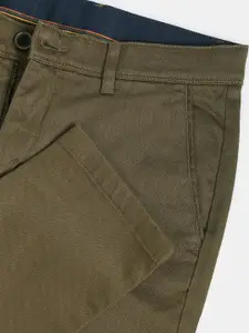 AD By Arvind Men Olive Green Slim Fit Chinos Trousers