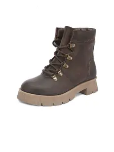 Roadster Women Brown Solid Faux Leather Casual Regular Boot