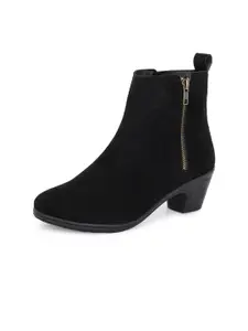 DressBerry Women Black Faux Leather Regular Boots