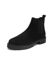 DressBerry Women Black Faux Leather Chelsea Boots
