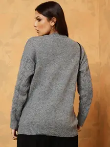 Styli Women Cable Knit Longline Easy Fit Sweater