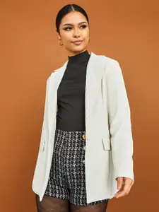 Styli Single Breasted Textured Longline Regular Fit Blazer