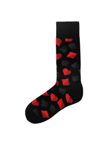 Socksxpress Men Pack of 2 Maroon & Black Patterned Calf-Length Cotton Socks