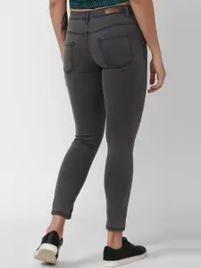 FOREVER 21 Women Grey Slim Fit Cotton Jeans