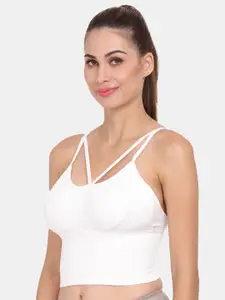 Amour Secret White Lightly Padded Dry Fit Sports Bra