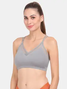 Amour Secret Grey Lightly Padded Dry Fit Sports Bra