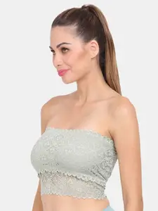 Amour Secret Green Floral Strapless Lace Bandeau Bra