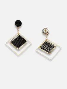 SOHI Women Black Contemporary Drop Earrings