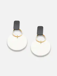 SOHI Women Black & Gold-Toned Contemporary Drop Earrings